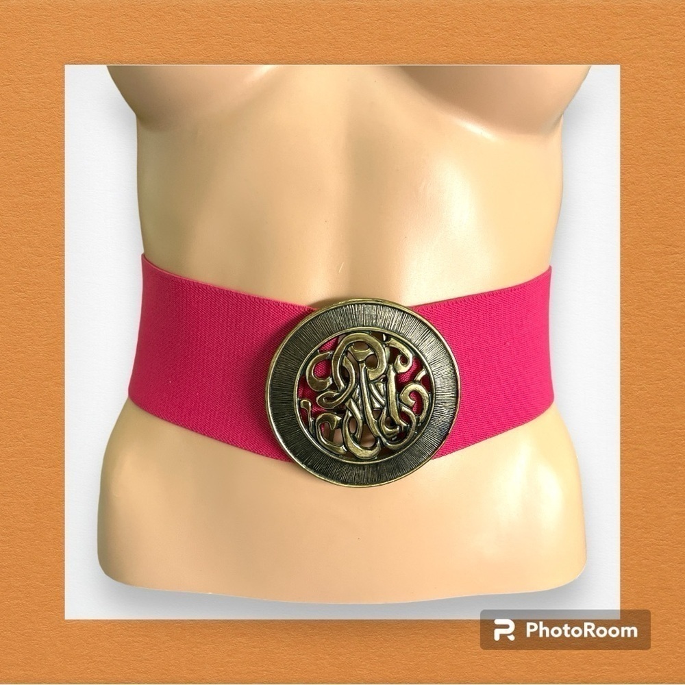 80s Pink Bronze Medallion Stretch Belt Small Medium